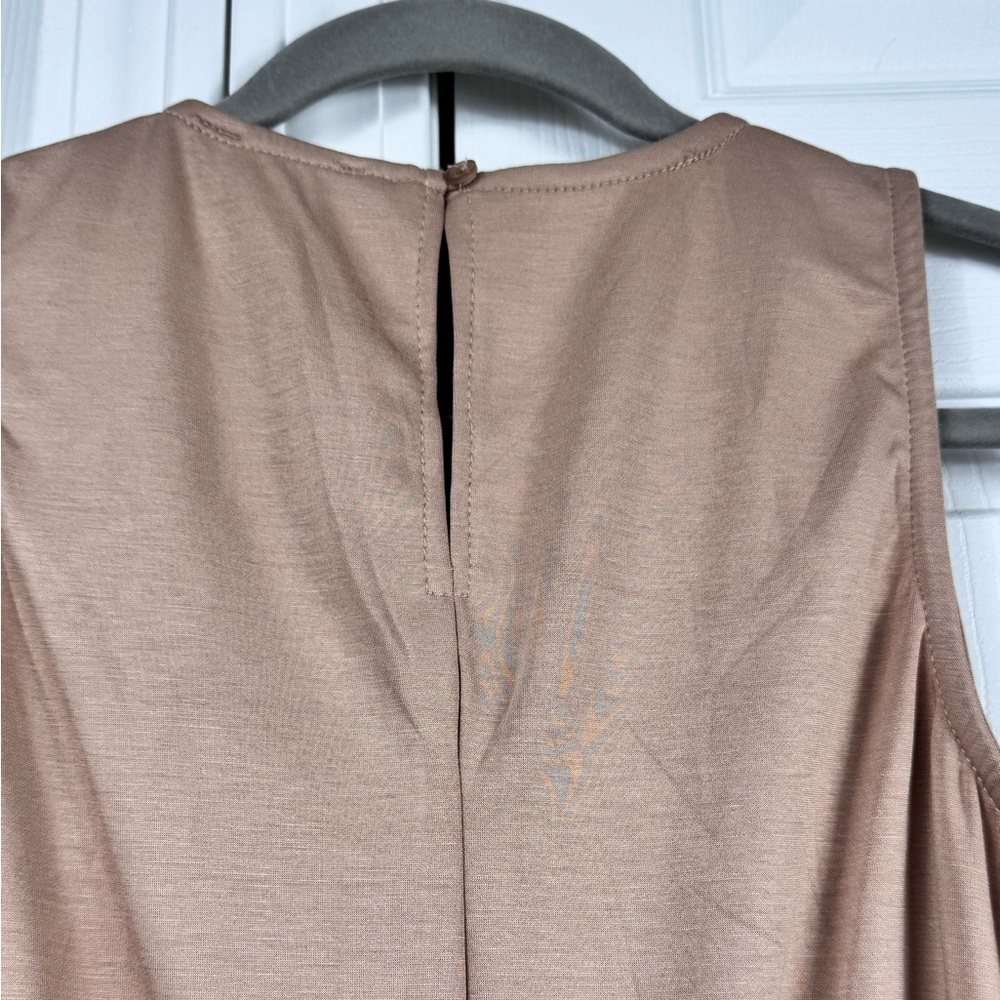 Fashion Nova Nude Wide Leg Jumpsuit Medium Stretch Drawstring Pockets - Picture 9 of 11
